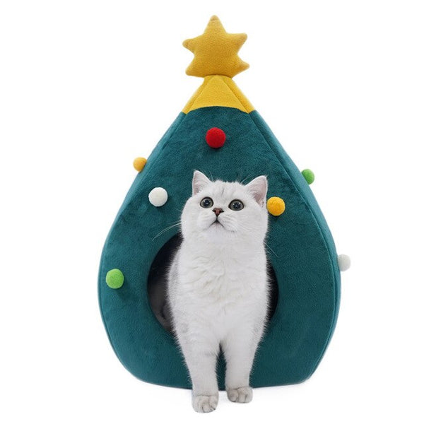pets kitten house cat tent Christmas tree shape closed cat house pet products for cat fabric Christmas gifts for window cat bed