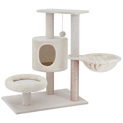 Cat Tree Play Tower Bed Gym White Pet Furniture Scratch Post  Pet Cat Tree Tower Climbing Kitty Furniture Fir Scratching