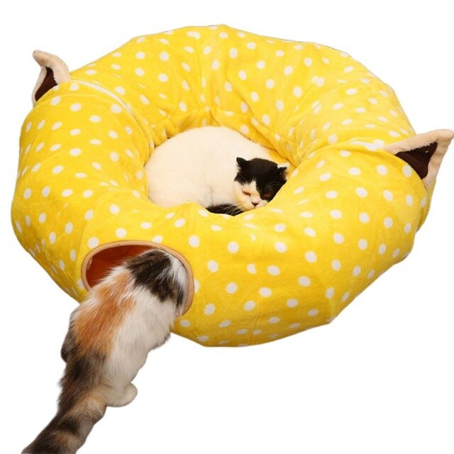 Pet Play Tube Tunnel Central Mat for Cats Dogs Soft Full/Half Round Shaped Pad M76D