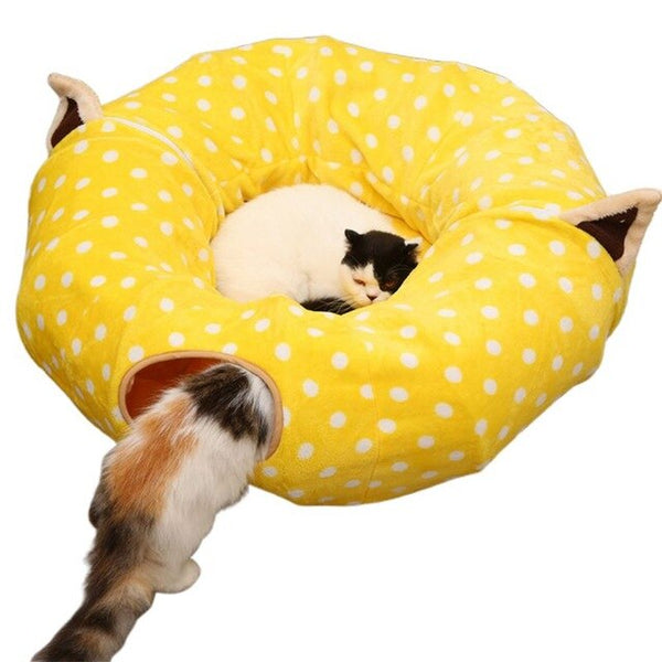 Pet Play Tube Tunnel Central Mat for Cats Dogs Soft Full/Half Round Shaped Pad M76D