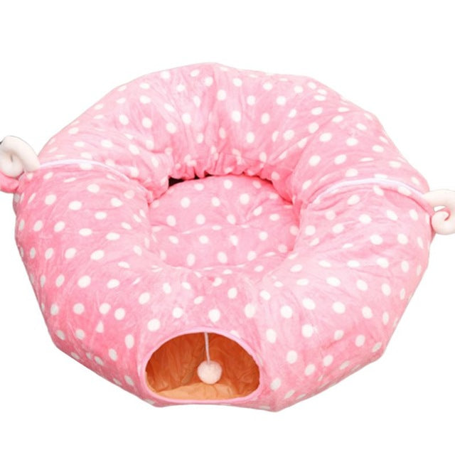 Pet Play Tube Tunnel Central Mat for Cats Dogs Soft Full/Half Round Shaped Pad M76D