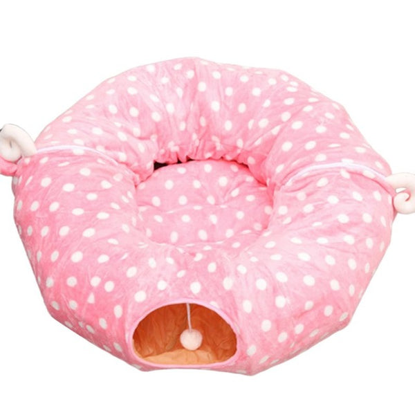 Pet Play Tube Tunnel Central Mat for Cats Dogs Soft Full/Half Round Shaped Pad M76D