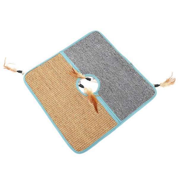 Natural Cat Scratcher Mat Sisal Scratching Carpet Pad Floor Scratching Rug With Toys For Cat Grinding Claws Pet Supplies