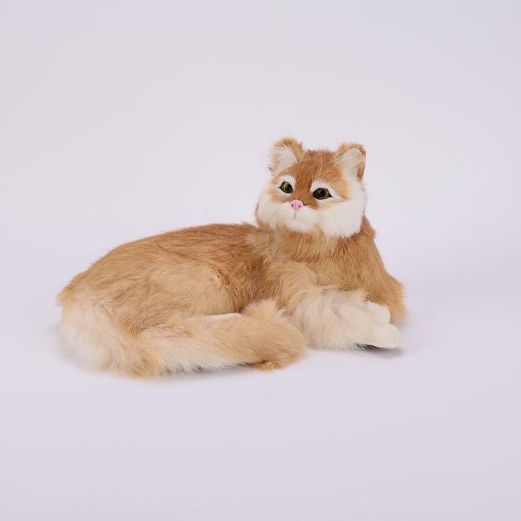 new simulation lying cat plastic&fur yellow cat model gift 25x20x11cma76