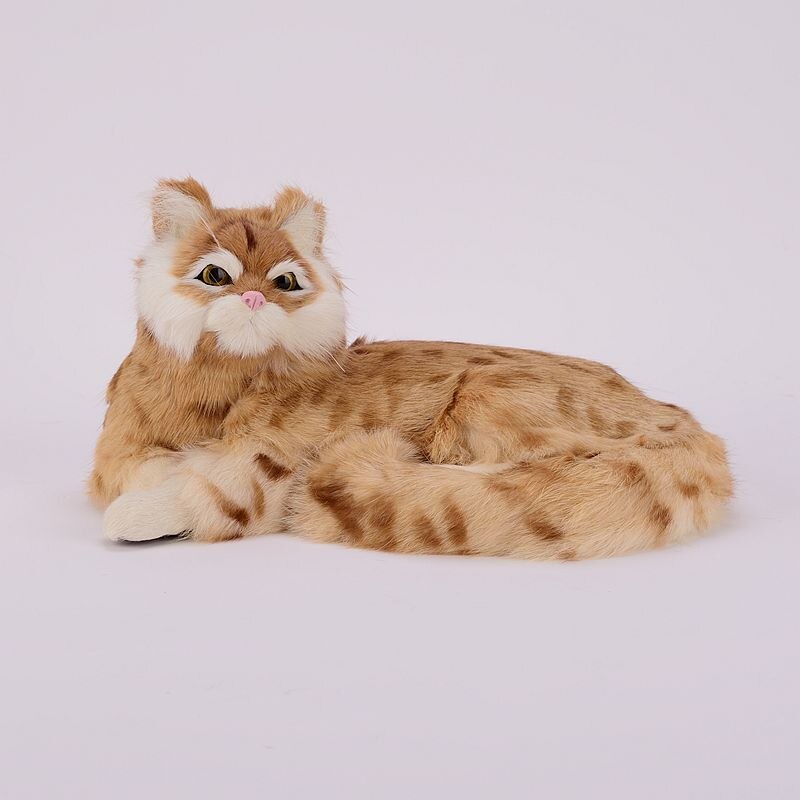 creative simulation yellow flower cat plastic&fur lying cat model gift 25x20x11cma77