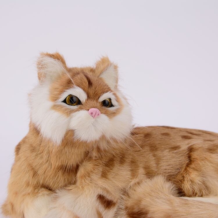 creative simulation round eyes cat lifelike yellow pattern cat doll gift about 25x20x11cm