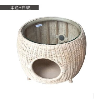 Indonesian Rattan Tea Table Tea Table Round Cat Litter Simple Modern Small Round Table European Short Table