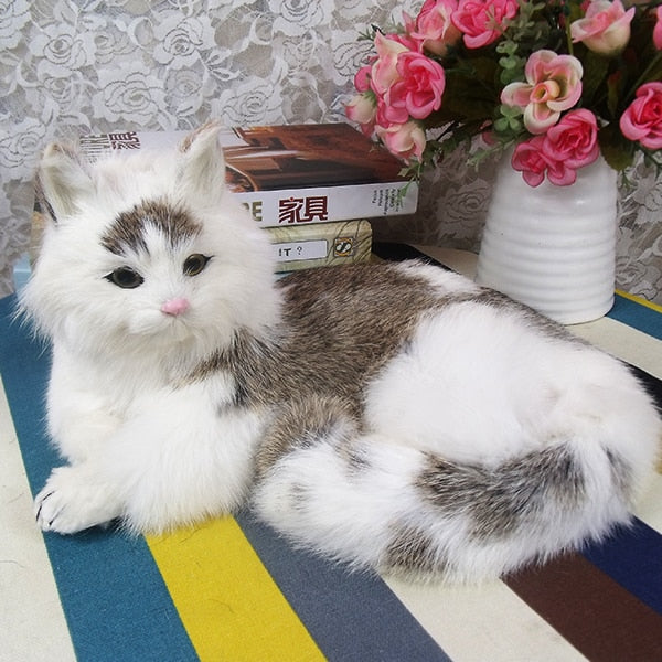 big creative simulation natural colour cat toy polyethylene & furs lying cat model about 32x23x15cm 0478