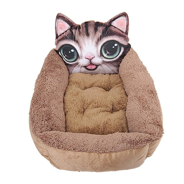 HobbyLane 60*55*20cm 3D Cat Stuffed Plush Cat Bed Home Cats Dogs Sleeping House
