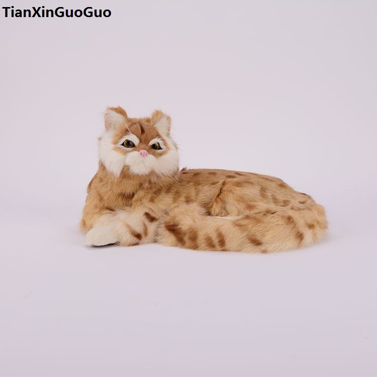 simulation cat hard model,polyethylene&furs yellow grains cat large 25x20x11cm handicraft prop,home decoration gift s0700