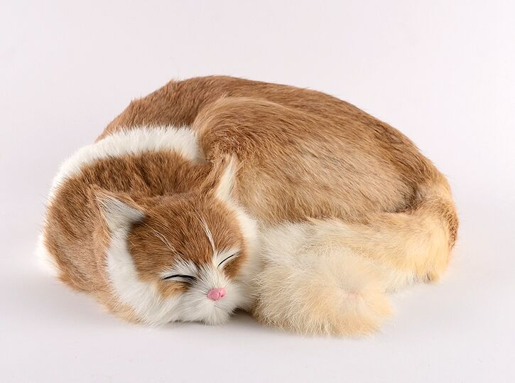 new simulation yellow cat model plastic&fur big sleeping cat toy home decoration gift about 29x31x10cm t2999