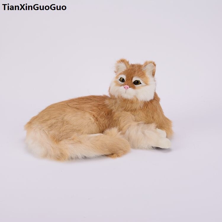 simulation yellow cat hard model,polyethylene&furs cat large 25x20x11cm handicraft prop,home decoration gift s0701