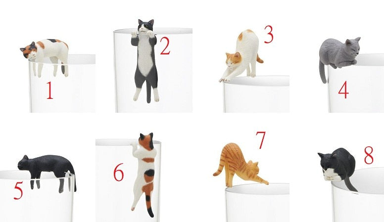 mini pvc  figure  cup  toy  cat 8pcs/set   Decoration