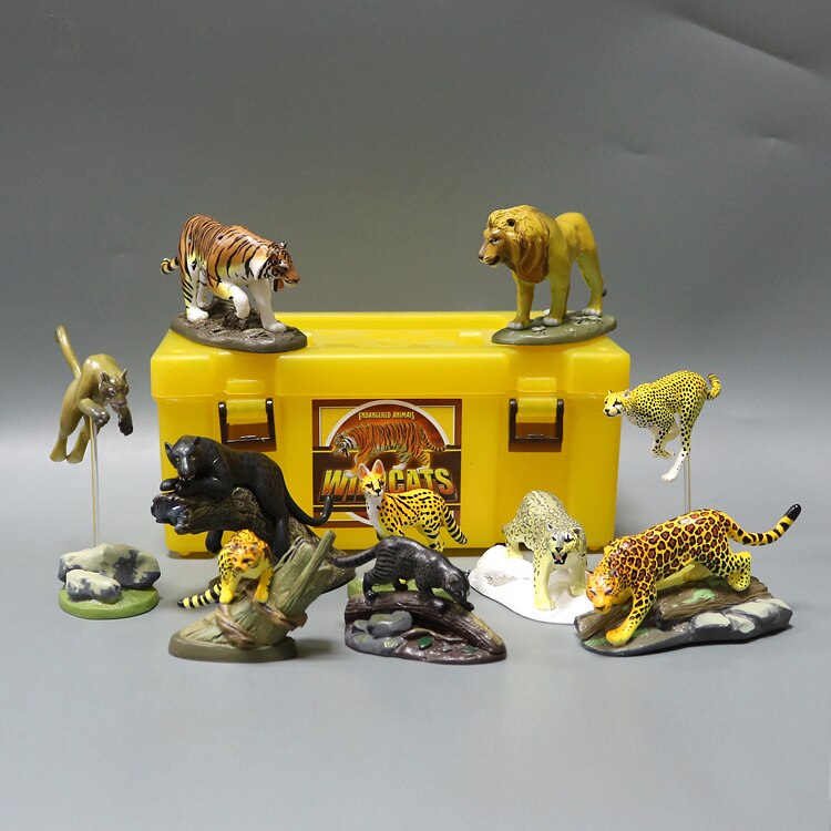 pvc  figure Japanese Animal Models Simulation Toys Wild Cat Tiger Lion Model Doll Doll Toy 10pcs/set