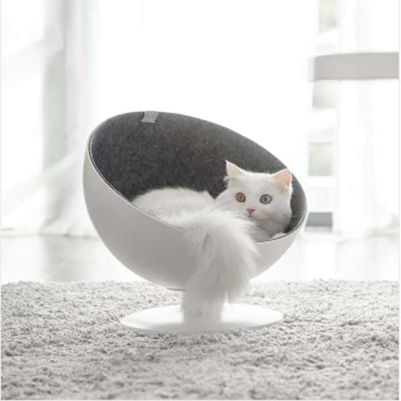 Cat Boss Fiber Spinning Pet Nest White Minimalist Interactive Pet Bed