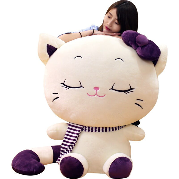 Dorimytrader Jumbo Lovely Soft Cartoon Cat Plush Pillow Cute Kitten Stuffed Dolls Pillow for Kids Gift 39inch 100cm DY60387