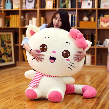 Dorimytrader Jumbo Lovely Soft Cartoon Cat Plush Pillow Cute Kitten Stuffed Dolls Pillow for Kids Gift 39inch 100cm DY60387
