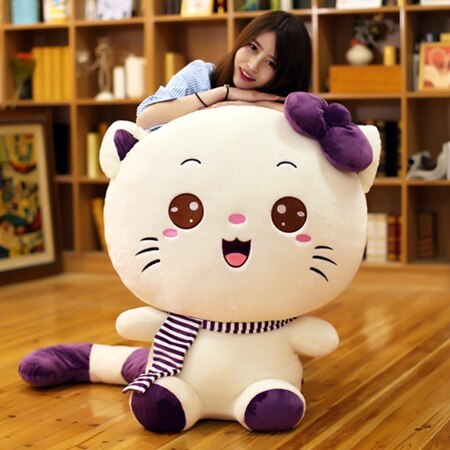 Dorimytrader Jumbo Lovely Soft Cartoon Cat Plush Pillow Cute Kitten Stuffed Dolls Pillow for Kids Gift 39inch 100cm DY60387