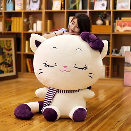 Dorimytrader Jumbo Lovely Soft Cartoon Cat Plush Pillow Cute Kitten Stuffed Dolls Pillow for Kids Gift 39inch 100cm DY60387