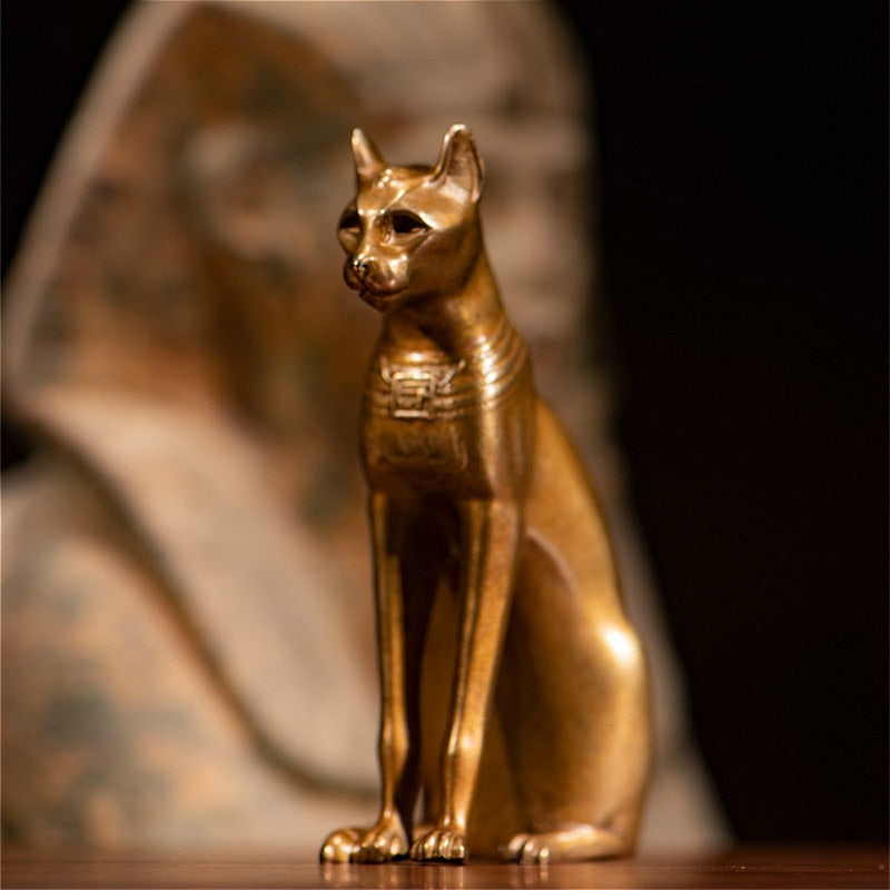 8cm OGRM Bronze  Ancient Egyptian Goddess Cat Bastet Mini Version Collection Statue for Fans Holiday Gift