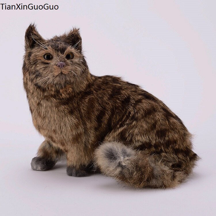 simulation cat hard model,polyethylene&furs squatting brown cat large 35x28x25cm handicraft,home decoration craft gift s0725