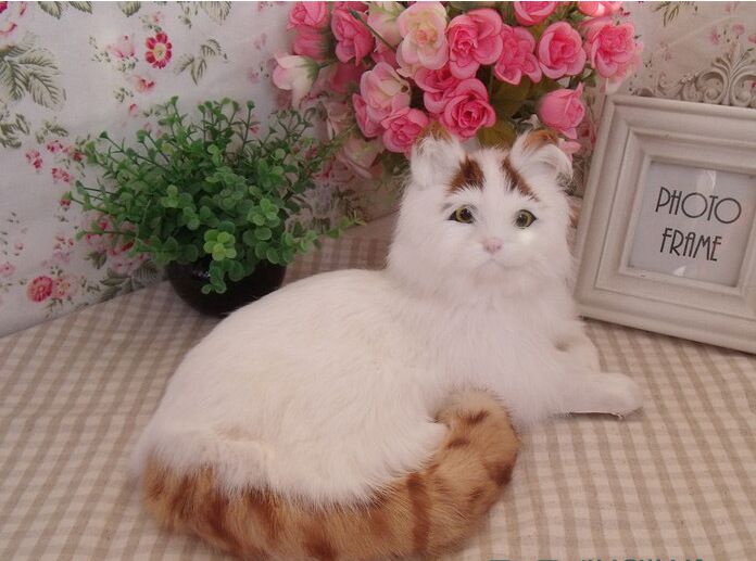 big simulation cat toy polyethylene&furs yellow tail cat model gift about 30x16x21cm 2904