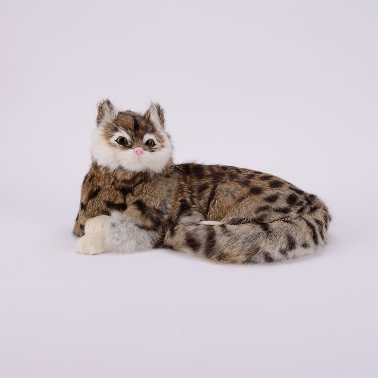 high quality simulation cat lifelike gray pattern lying cat doll gift about 25x11x20cm