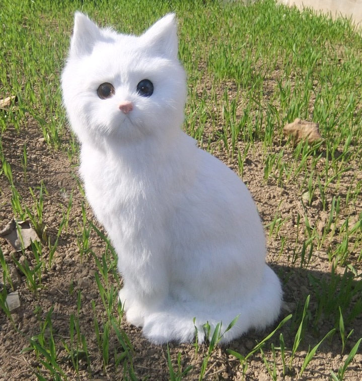 new simulation cat lifelike handicraft big white cat model gift about 35x15cm