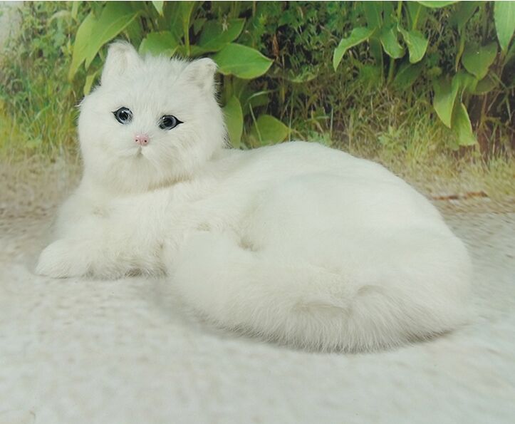 big simulation lying cat toy polyethylene&furs lovely white cat model gift about 30x16x21cm 2906