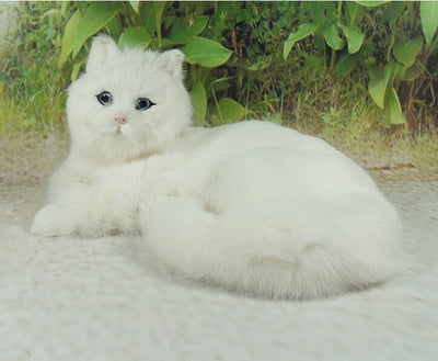 big simulation lying cat toy polyethylene&furs lovely white cat model gift about 30x16x21cm 2906