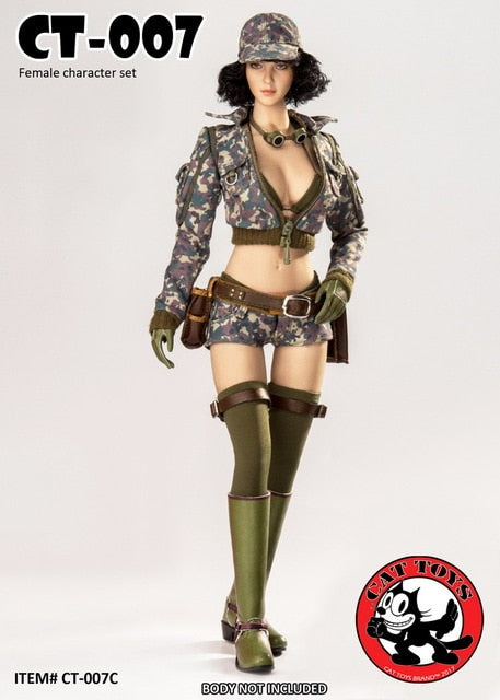 CAT TOYS CT007 1/6 Yellow / Black /Camo Female Repair Girl Character Set with Head for 12" HT PH LD JIAOU DOLL Action Figure DIY