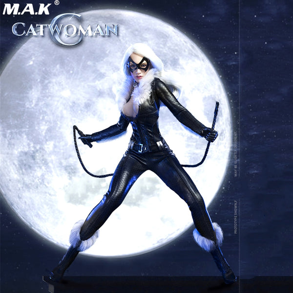 1/6 VCL-1001 Black Cat Girl Leather Clothes with Head Sculpt Aceessories Fit Female Body Woman Head Sculpt