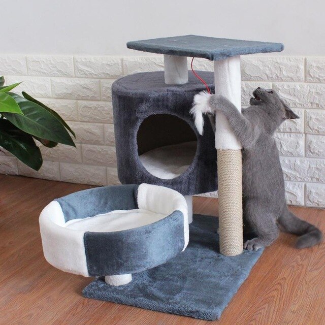 cat climbing frame cat litter tree solid wood one small cat frame scratch column multi-layer jumping cat toy
