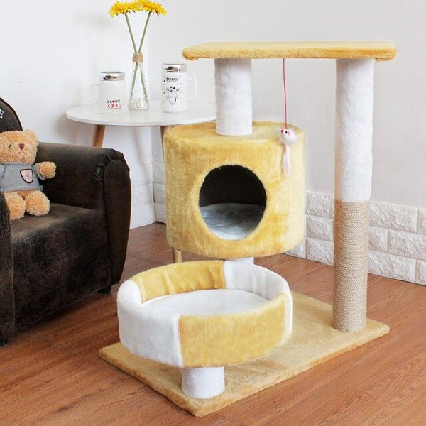 cat climbing frame cat litter tree solid wood one small cat frame scratch column multi-layer jumping cat toy