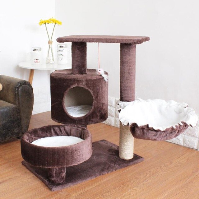 cat climbing frame cat litter tree solid wood one small cat frame scratch column multi-layer jumping cat toy