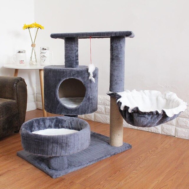 cat climbing frame cat litter tree solid wood one small cat frame scratch column multi-layer jumping cat toy