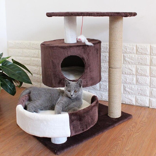 cat climbing frame cat litter tree solid wood one small cat frame scratch column multi-layer jumping cat toy