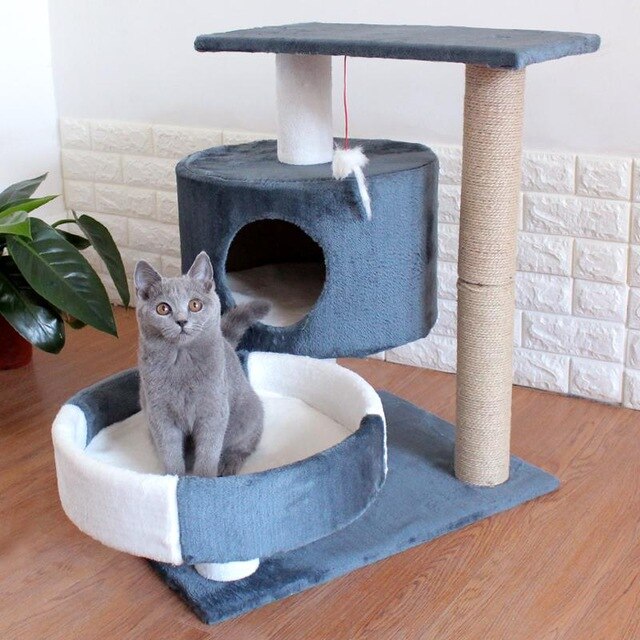 cat climbing frame cat litter tree solid wood one small cat frame scratch column multi-layer jumping cat toy