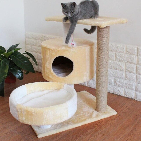 cat climbing frame cat litter tree solid wood one small cat frame scratch column multi-layer jumping cat toy