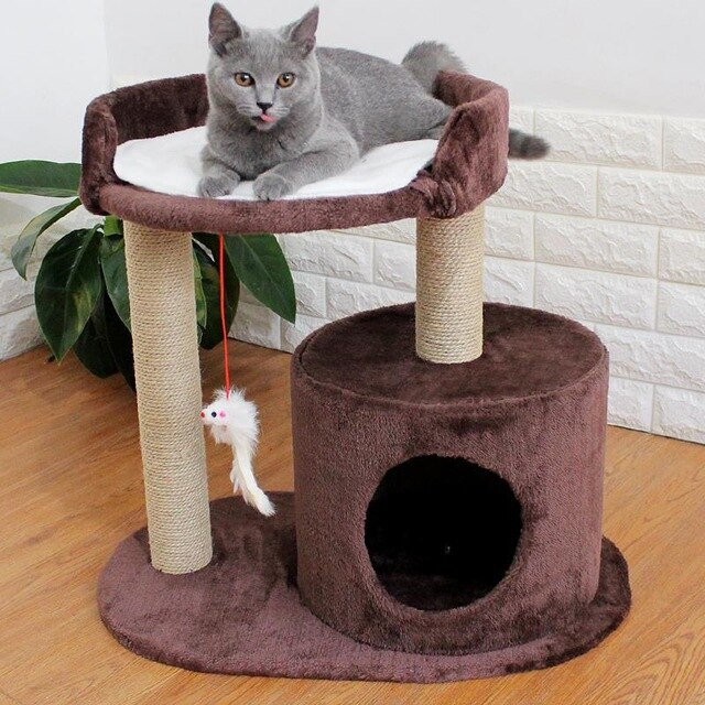 cat climbing frame cat litter tree solid wood one small cat frame scratch column multi-layer jumping cat toy