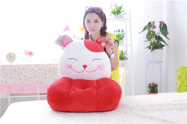 plush lovely plutus cat children sofa toy red cartoon Plutus cat tatami sofa toy gift about 50x45cm