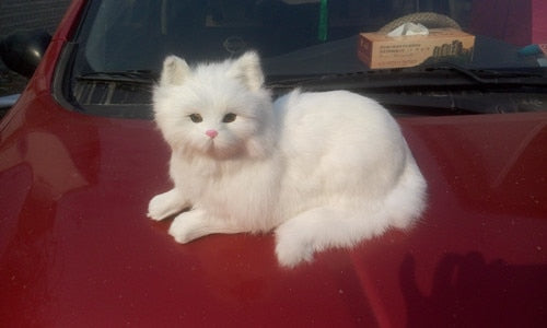 simulation animal large 30x16x16 cm prone cat,cat model,lifelike white cat,sounds miaow cat decoration gift t472
