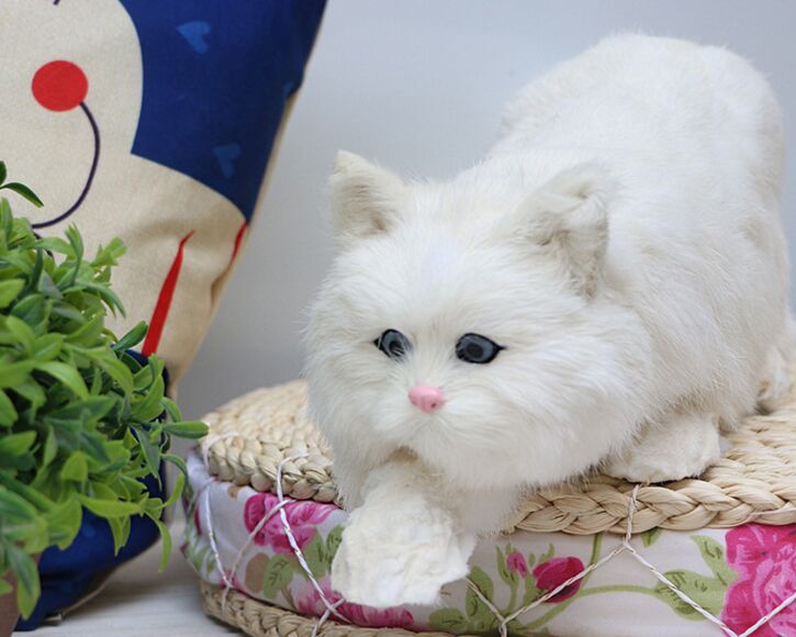 big simulation Mousetrap cat toy polyethylene&furs white cat model gift about 41x13x14cm 2911