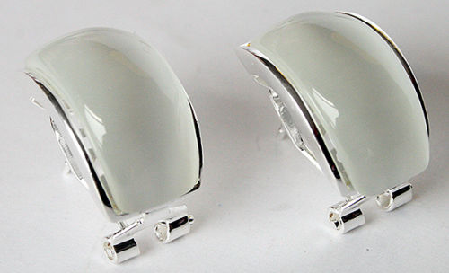 30% off Hot sale new Style >>>>Rare 925 Sterling Silver Natural Clear White Cat Eye Opals Stud Earrings -Top quality Fast shi