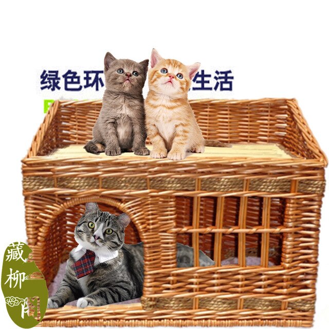 Rattan liubian knitted double layer pet nest cat pet supplies the dog teddy four seasons general