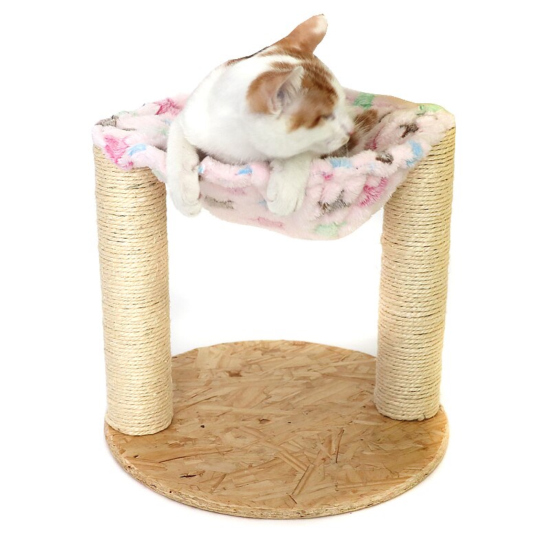 Apaulapet 30*30cm Sisal Cat Tree Scratching Post Soft Plush With Sleeping Bed Cat Furniture Pet Supplies