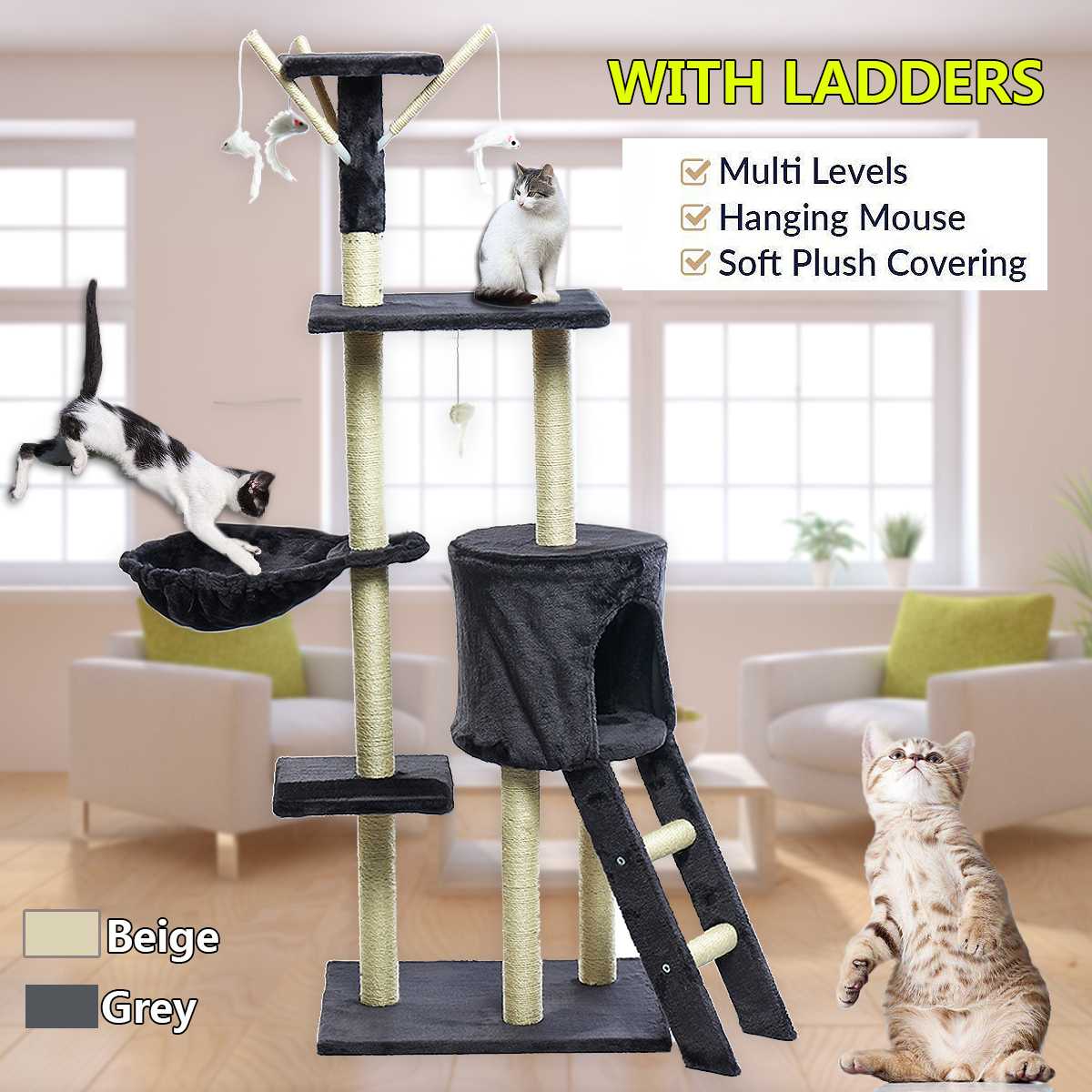 Cat Climbing Frame Cat Scratching Post Tree Scratcher Pole Furniture Gym House Toy Cat Jumping Platform 50*35*140 cm