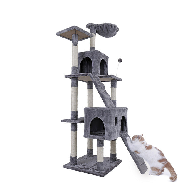 175CM Cat scratching Post With Jump Lladder House Cat Tree Pet Furniture Wooden Tree Toys Pet Supplies for Remote areas