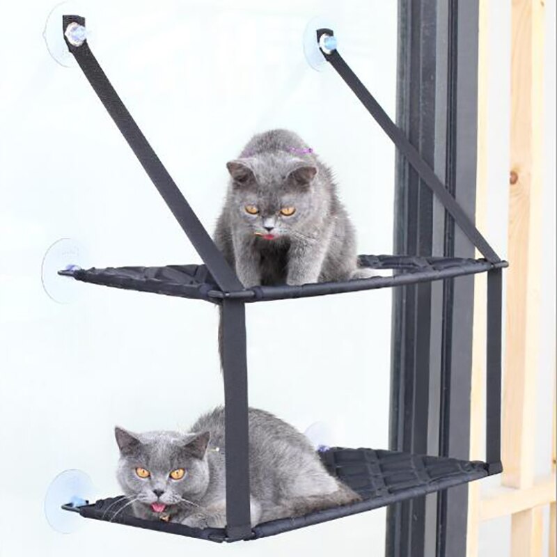 Double Layer Cat Sleeping Hammock Detachable Window Sill Single Mat Deck Super Sucker Cat Litter Pet Drop Shipping