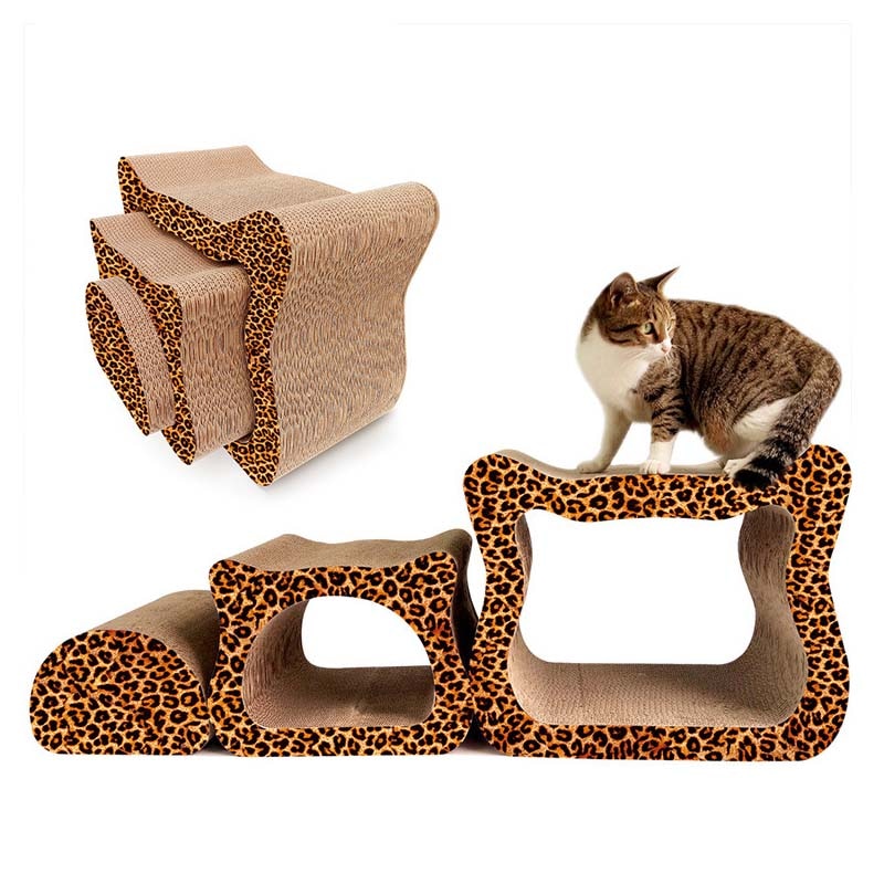 Three-piece High-density Corrugated Paper Cardboard Cat Scratcher Board Toy Furniture Cats Scratching Posts Kitten House Condos